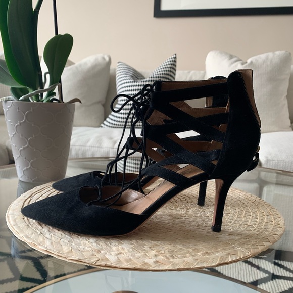 AQUAZZURA Belgravia Black suede Heels - Picture 1 of 5